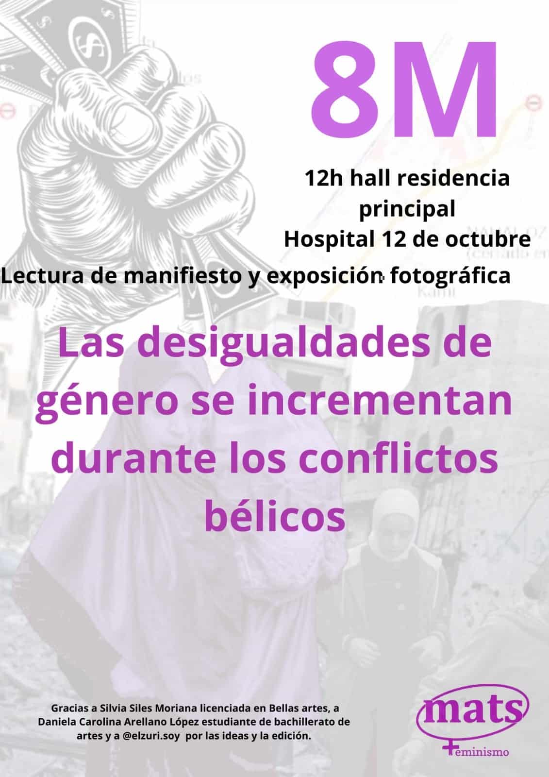 Las desigualdades de género se incrementan durante los conflictos bélicos. Mats 12 de Octubre 8M 2024