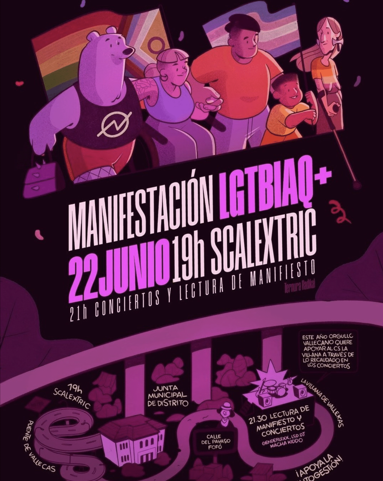 Manifestación Orgullo Vallekano 22 de junio 2024 «Ternura Radikal»