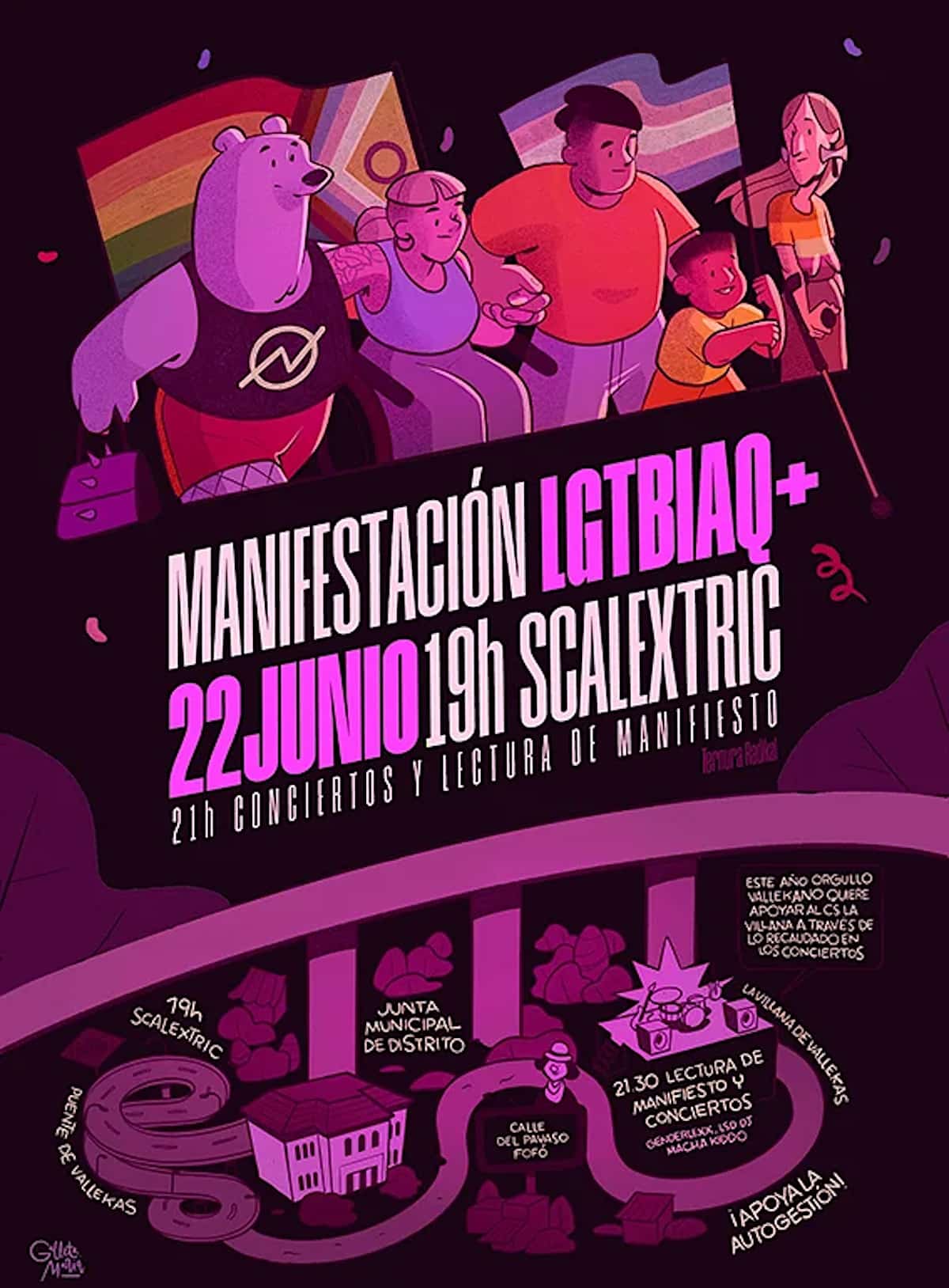 Orgullo Vallekano y la Villana de Vallekas no podrá organizar los conciertos previstos tras la manifestación LGTBIAQ en Puente de ValleKas el próximo 22 de junio